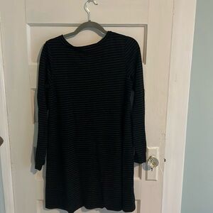 Loft Black Striped swing dress